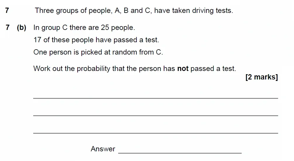 Question 07(b) - GCSE AQA Foundation Maths Past Paper 2 (Calculator) - November 2022