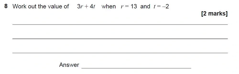 Question 08 - GCSE AQA Foundation Maths Past Paper 2 (Calculator) - November 2022