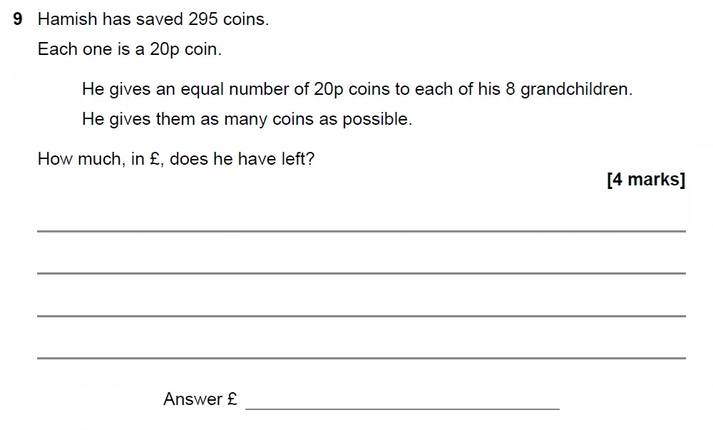 Question 09 - GCSE AQA Foundation Maths Past Paper 2 (Calculator) - November 2022