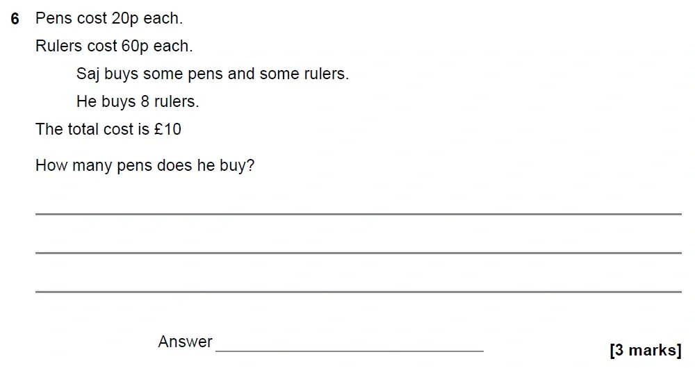 Question 06 - GCSE AQA Foundation Maths Past Paper 3 (Calculator) - June 2022