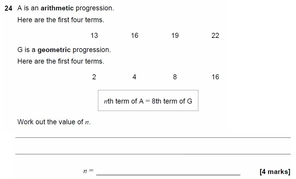 Question 24 - GCSE AQA Foundation Maths Past Paper 3 (Calculator) - June 2022