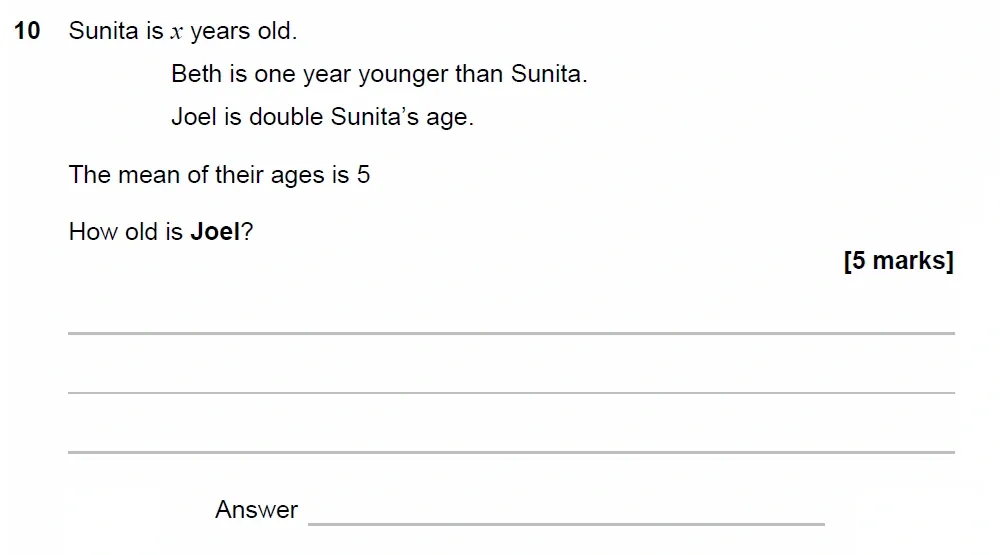 Question 10 - GCSE AQA Higher Maths Past Paper 1 (Non-Calculator) - June 2023