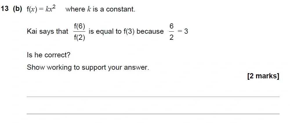Question 13(b) - GCSE AQA Higher Maths Past Paper 1 (Non-Calculator) - June 2023