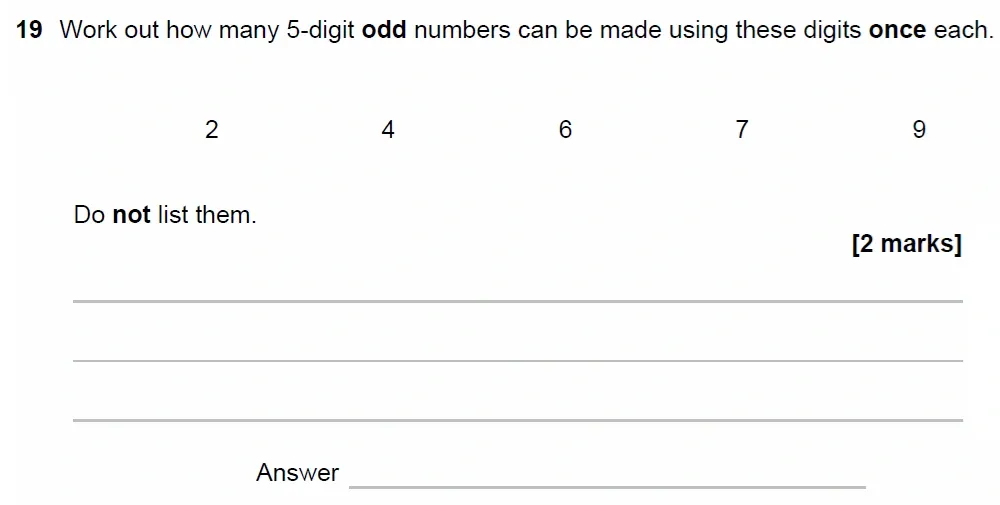 Question 19 - GCSE AQA Higher Maths Past Paper 1 (Non-Calculator) - June 2023