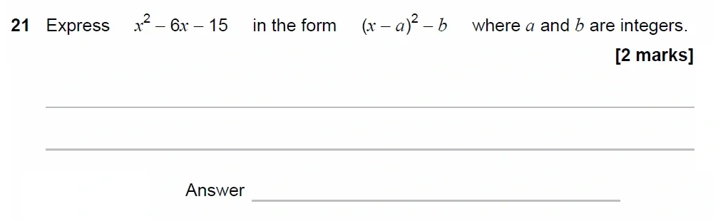 Question 21 - GCSE AQA Higher Maths Past Paper 1 (Non-Calculator) - June 2023