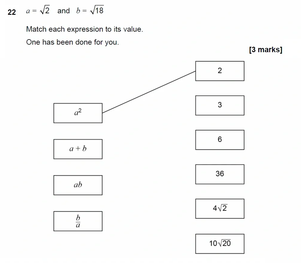 Question 22 - GCSE AQA Higher Maths Past Paper 1 (Non-Calculator) - June 2023