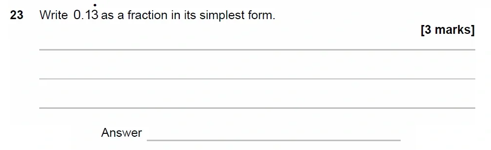 Question 23 - GCSE AQA Higher Maths Past Paper 1 (Non-Calculator) - June 2023