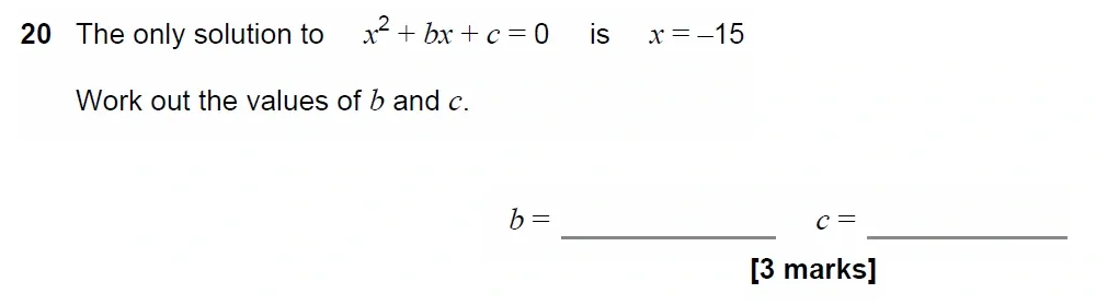 Question 20 - GCSE AQA Higher Maths Past Paper 1 (Non-Calculator) - November 2022