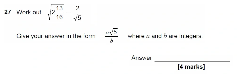 Question 27 - GCSE AQA Higher Maths Past Paper 1 (Non-Calculator) - November 2022