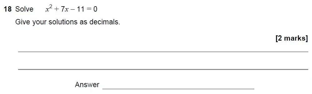 Question 18 - GCSE AQA Higher Maths Past Paper 2 (Calculator) - June 2022