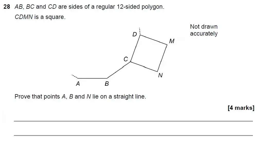 Question 28 - GCSE AQA Higher Maths Past Paper 2 (Calculator) - June 2022