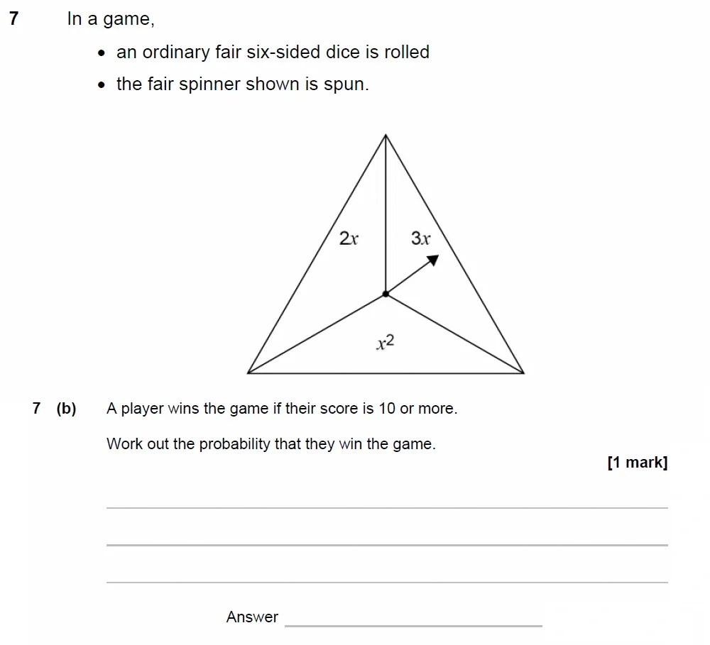Question 07(b) - GCSE AQA Higher Maths Past Paper 2 (Calculator) - June 2023