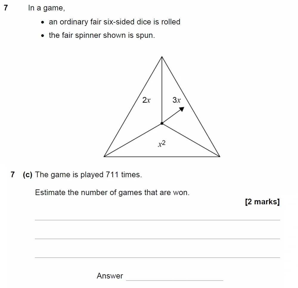 Question 07(c) - GCSE AQA Higher Maths Past Paper 2 (Calculator) - June 2023