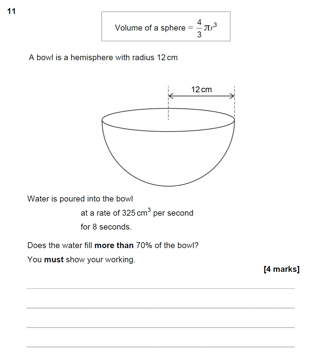 Question 11 - GCSE AQA Higher Maths Past Paper 2 (Calculator) - June 2023
