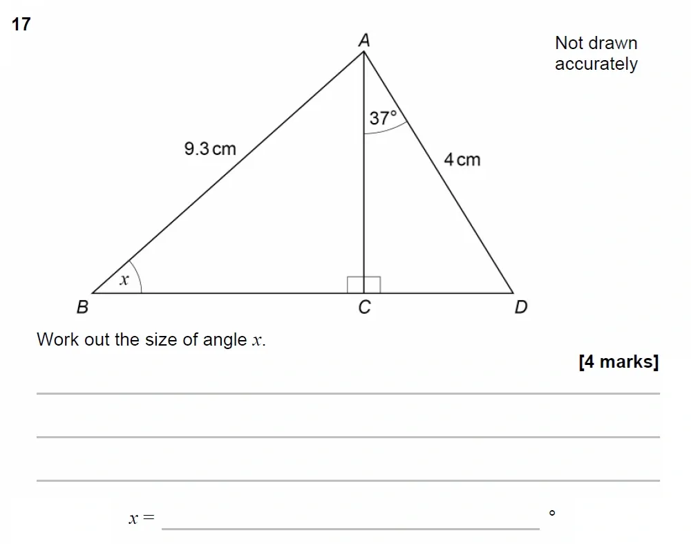 Question 17 - GCSE AQA Higher Maths Past Paper 2 (Calculator) - June 2023