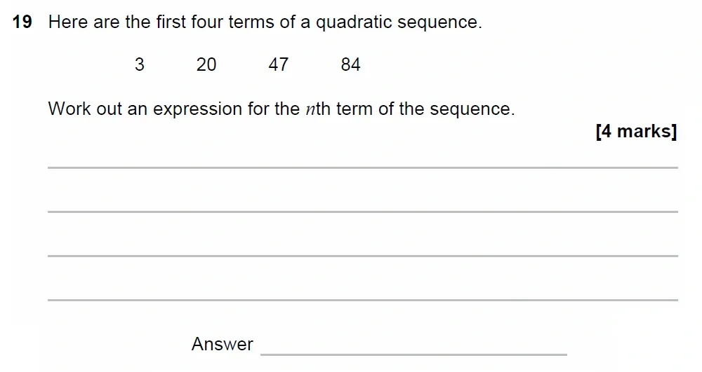 Question 19 - GCSE AQA Higher Maths Past Paper 2 (Calculator) - June 2023