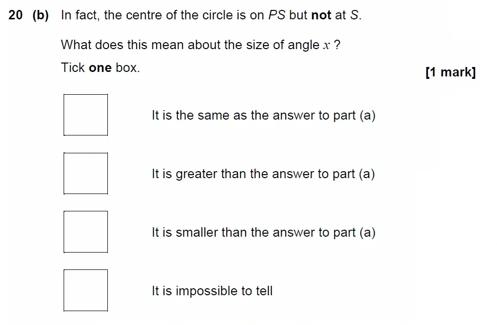 Question 20(b) - GCSE AQA Higher Maths Past Paper 2 (Calculator) - June 2023