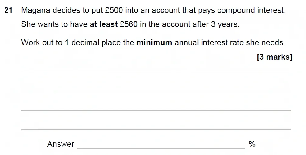 Question 21 - GCSE AQA Higher Maths Past Paper 2 (Calculator) - June 2023