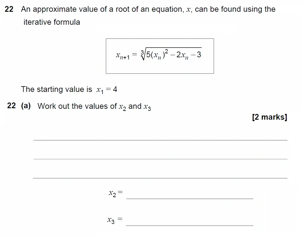 Question 22(a) - GCSE AQA Higher Maths Past Paper 2 (Calculator) - June 2023