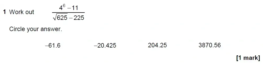 Question 01 - GCSE AQA Higher Maths Past Paper 2 (Calculator) - November 2022