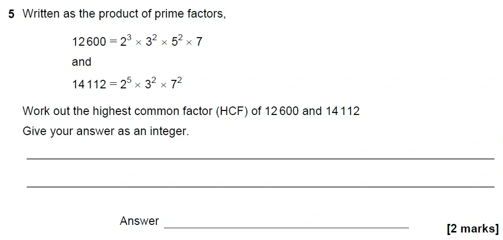 Question 05 - GCSE AQA Higher Maths Past Paper 2 (Calculator) - November 2022