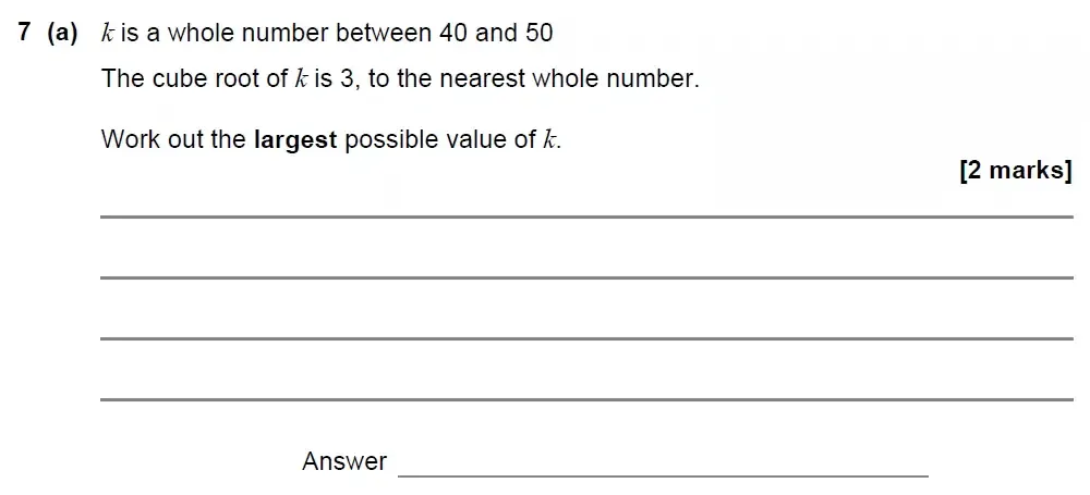 Question 07(a) - GCSE AQA Higher Maths Past Paper 2 (Calculator) - November 2022