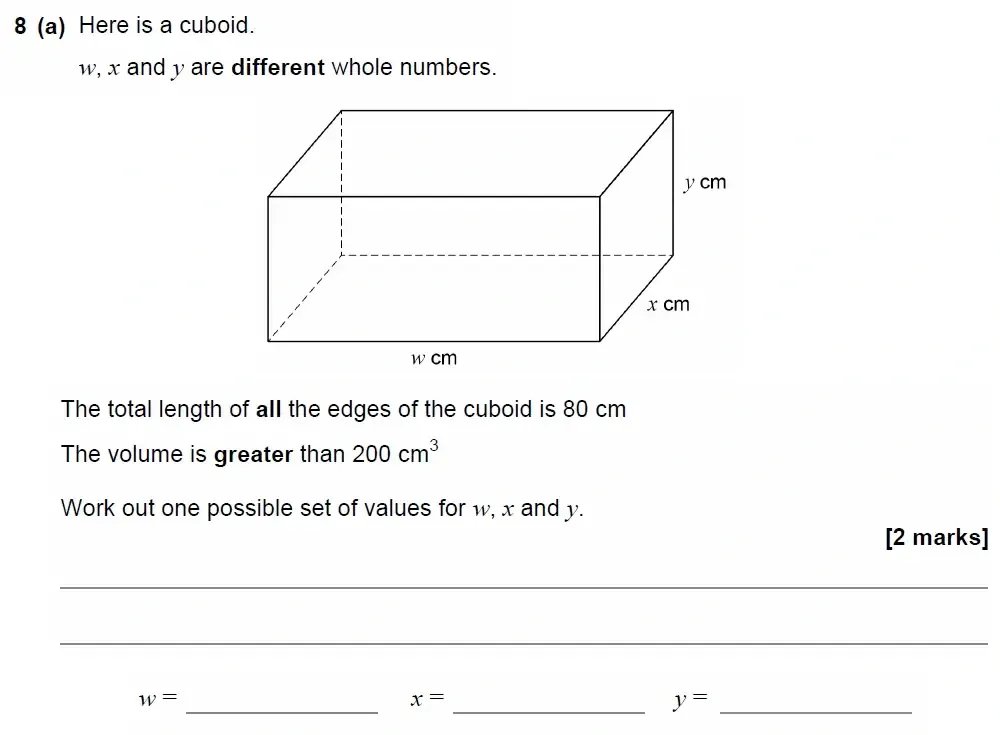 Question 08(a) - GCSE AQA Higher Maths Past Paper 2 (Calculator) - November 2022