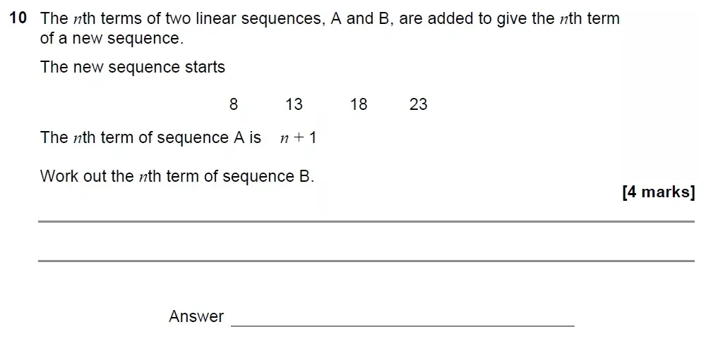 Question 10 - GCSE AQA Higher Maths Past Paper 2 (Calculator) - November 2022