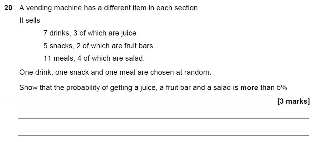 Question 20 - GCSE AQA Higher Maths Past Paper 2 (Calculator) - November 2022