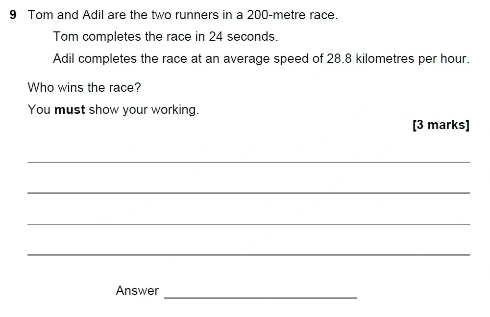 Question 09 - GCSE AQA Higher Maths Past Paper 3 (Calculator) - June 2022