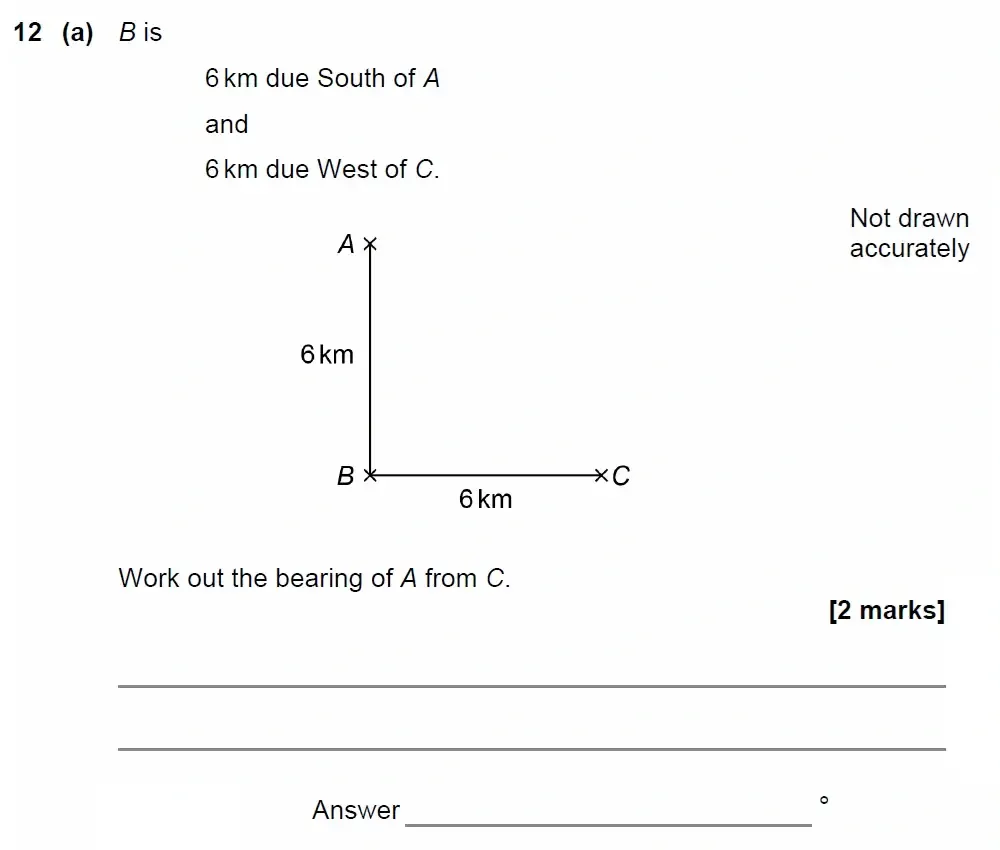 Question 12(a) - GCSE AQA Higher Maths Past Paper 3 (Calculator) - June 2022