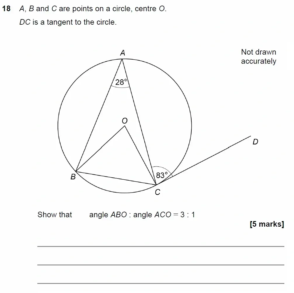 Question 18 - GCSE AQA Higher Maths Past Paper 3 (Calculator) - June 2022