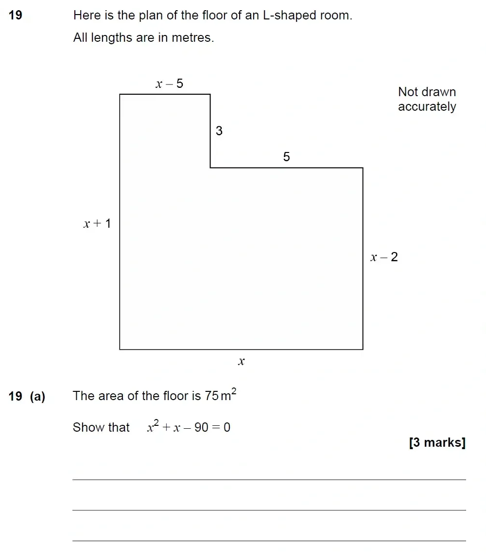 Question 19(a) - GCSE AQA Higher Maths Past Paper 3 (Calculator) - June 2022