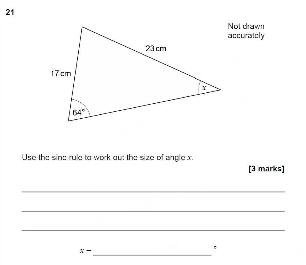 Question 21 - GCSE AQA Higher Maths Past Paper 3 (Calculator) - June 2022