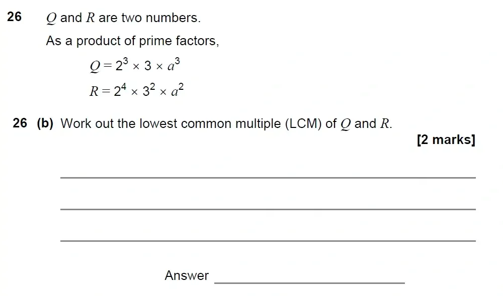 Question 26(b) - GCSE AQA Higher Maths Past Paper 3 (Calculator) - June 2022