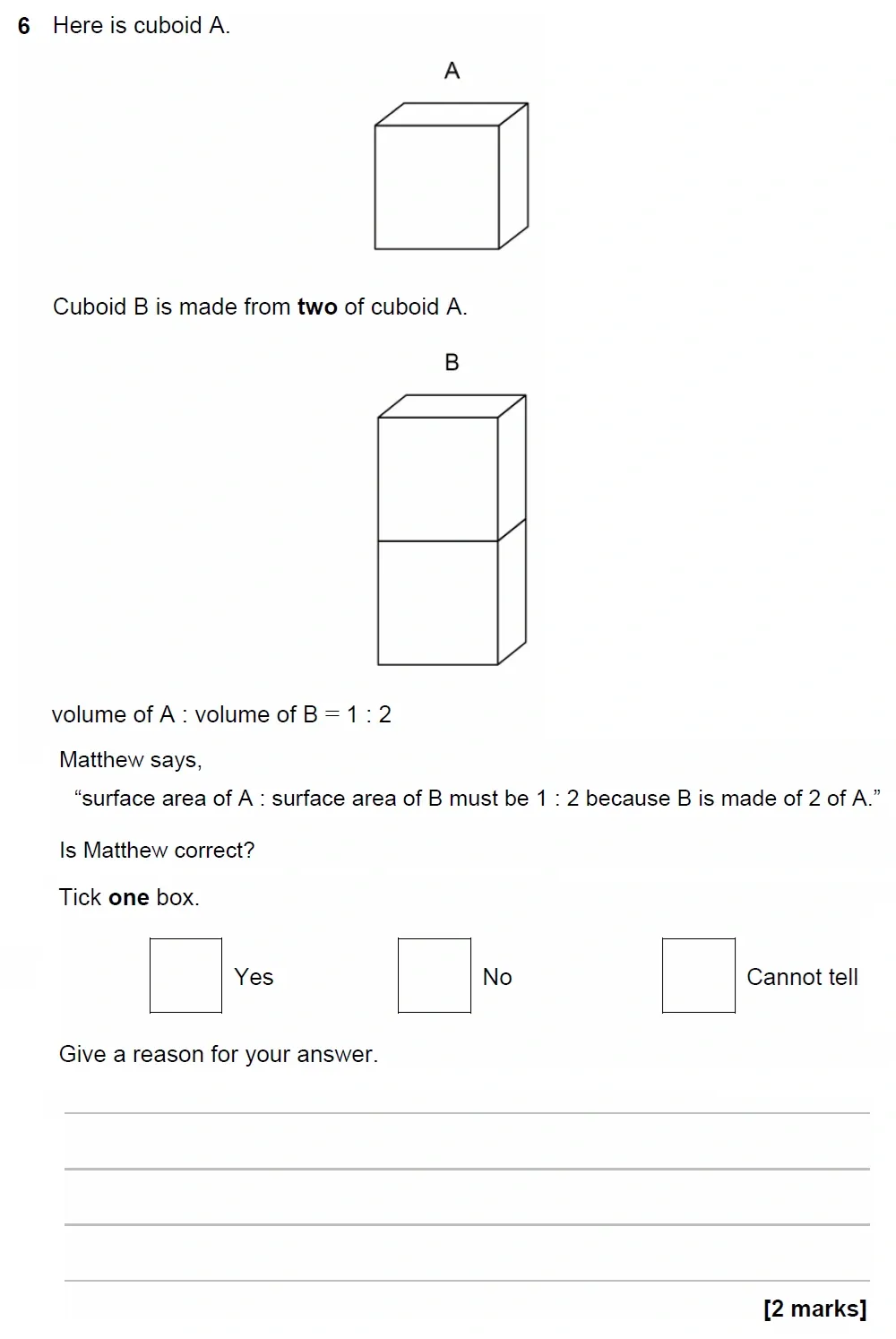 Question 06 - GCSE AQA Higher Maths Past Paper 3 (Calculator) - June 2023