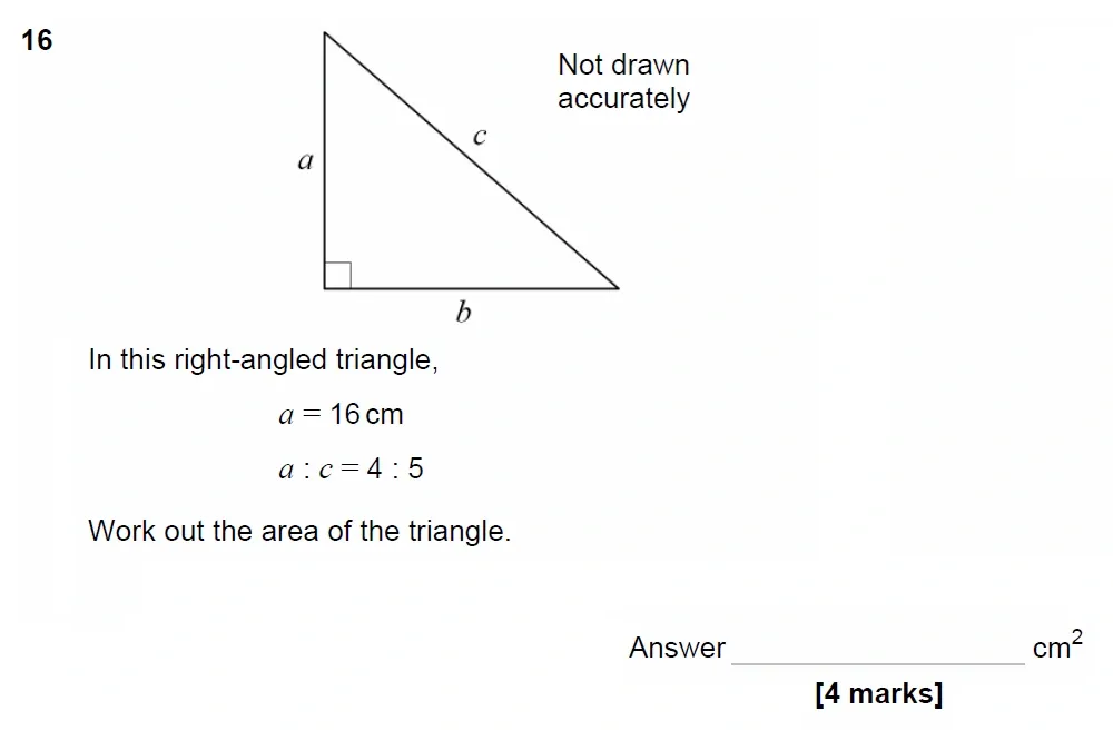 Question 16 - GCSE AQA Higher Maths Past Paper 3 (Calculator) - June 2023