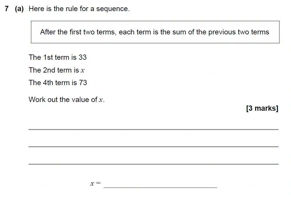 Question 07(a) - GCSE AQA Higher Maths Past Paper 3 (Calculator) - November 2022