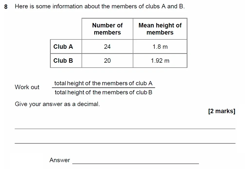 Question 08 - GCSE AQA Higher Maths Past Paper 3 (Calculator) - November 2022