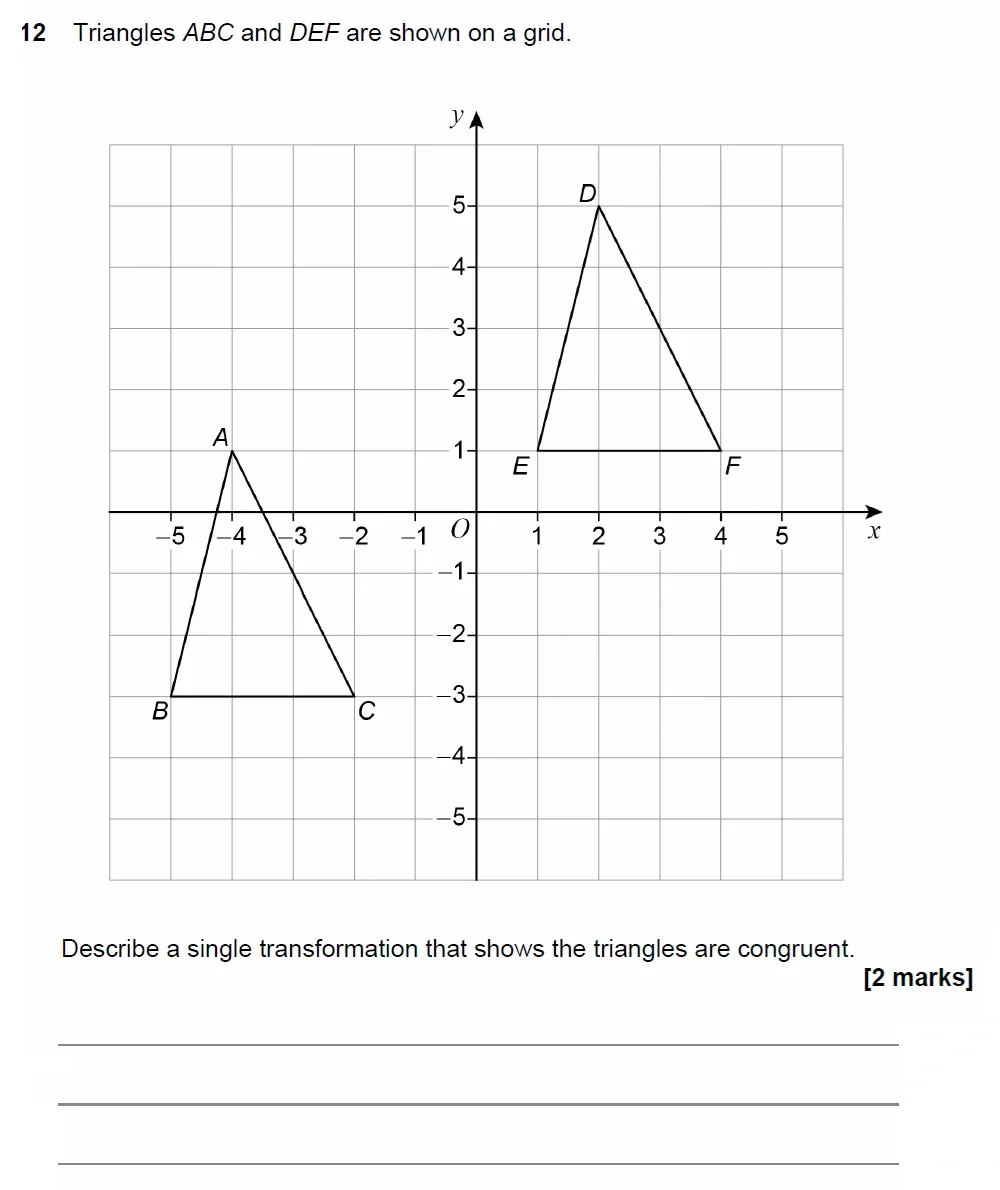 Question 12 - GCSE AQA Higher Maths Past Paper 3 (Calculator) - November 2022