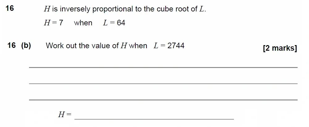 Question 16(b) - GCSE AQA Higher Maths Past Paper 3 (Calculator) - November 2022
