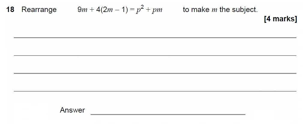Question 18 - GCSE AQA Higher Maths Past Paper 3 (Calculator) - November 2022