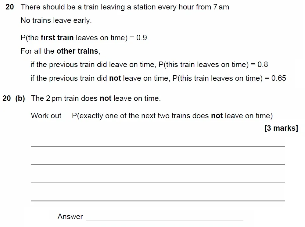 Question 20(b) - GCSE AQA Higher Maths Past Paper 3 (Calculator) - November 2022