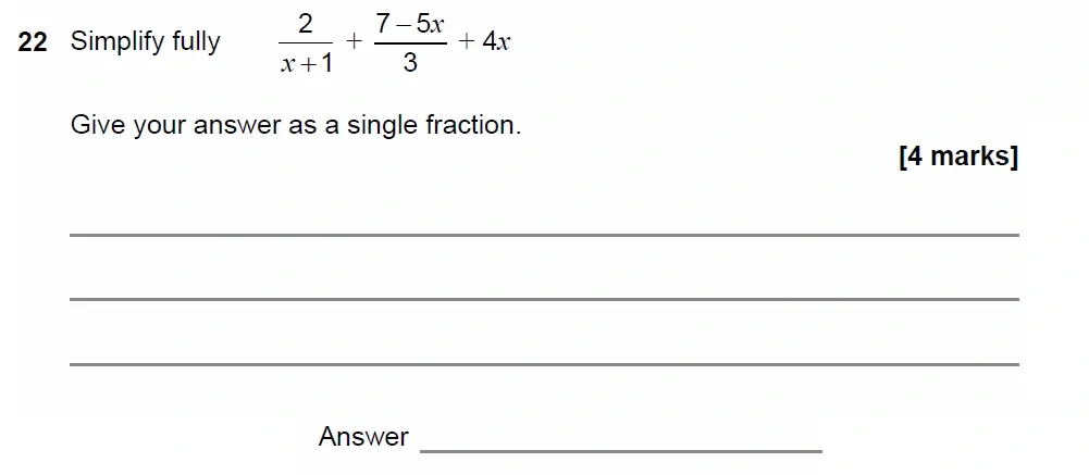 Question 22 - GCSE AQA Higher Maths Past Paper 3 (Calculator) - November 2022