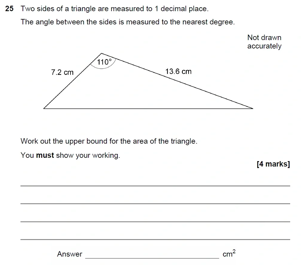 Question 25 - GCSE AQA Higher Maths Past Paper 3 (Calculator) - November 2022
