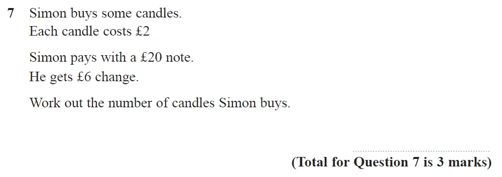 Question 07 - GCSE Edexcel Foundation Maths Past Paper 1 (Non-Calculator) - June 2022
