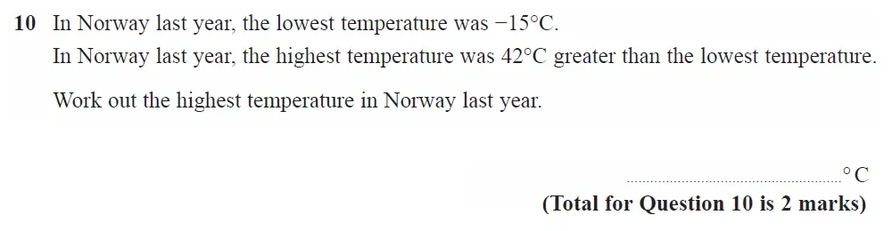 Question 10 - GCSE Edexcel Foundation Maths Past Paper 1 (Non-Calculator) - June 2022
