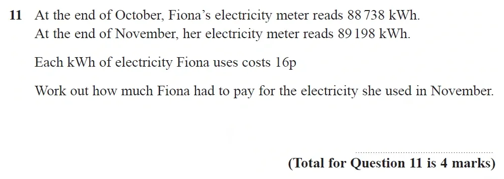 Question 11 - GCSE Edexcel Foundation Maths Past Paper 1 (Non-Calculator) - June 2022