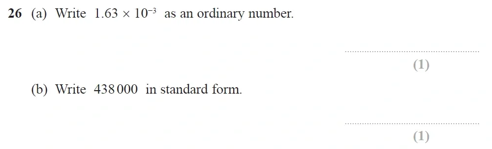 Question 26(a, b) - GCSE Edexcel Foundation Maths Past Paper 1 (Non-Calculator) - June 2022