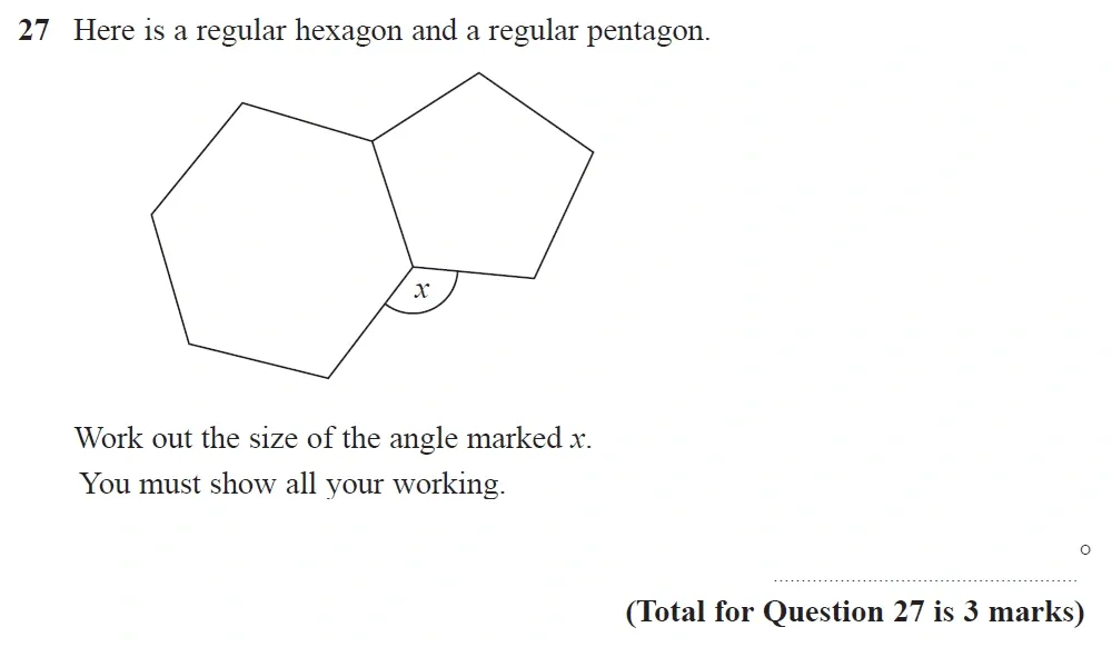 Question 27 - GCSE Edexcel Foundation Maths Past Paper 1 (Non-Calculator) - June 2022